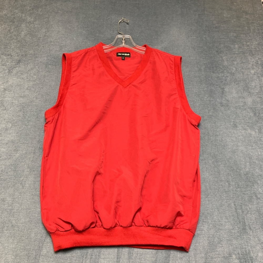 Bolle Golf Sweater Vest Mens Medium Red Sleeveless V-Neck Ribbed Hem Pullover